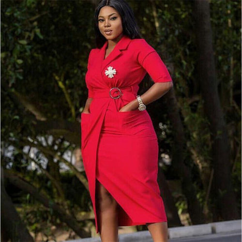 Levoire | robe courte à manches courtes avec ceinture, poches et fente latérale