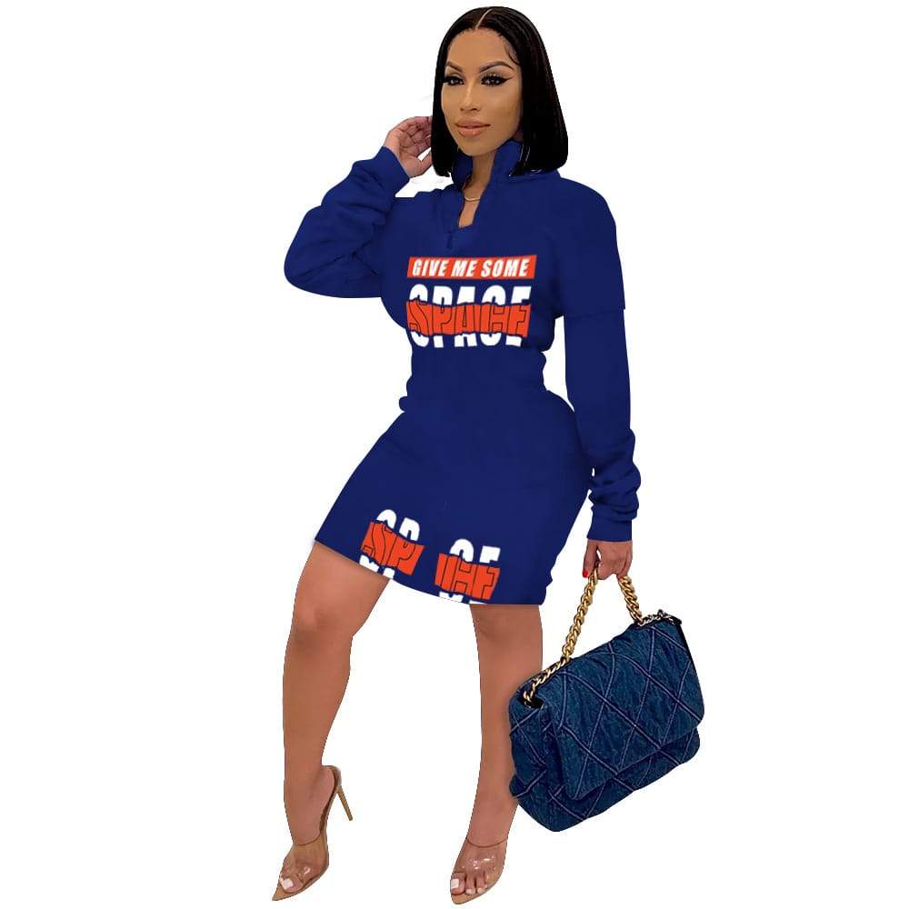 Levoire | chemise à manches longues sexy courte avec col montant et zipper Bleu