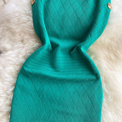 Levoire | robe sans manches courte ajustée à encolure ronde avec bouton sur le côté