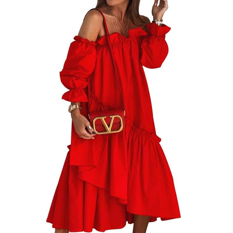 Levoire | longue bustier à trois quarts avec des manches spacieuses ROUGE