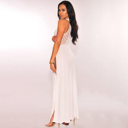 Levoire | longue décolleté ouvert à deux étapes avec une fente latérale pour la plage