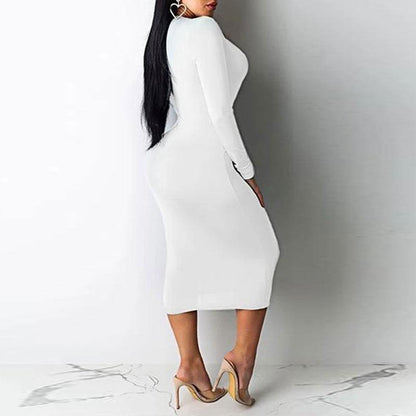 Levoire | robe longue ajustée à manches longues décolletée sexy