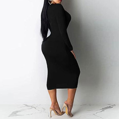 Levoire | robe longue ajustée à manches longues décolletée sexy