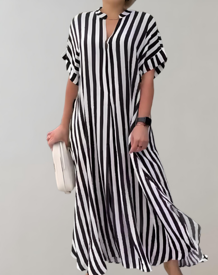 Levoire | Robe D'Été À Col En V Robe Légère Décontractée Noir