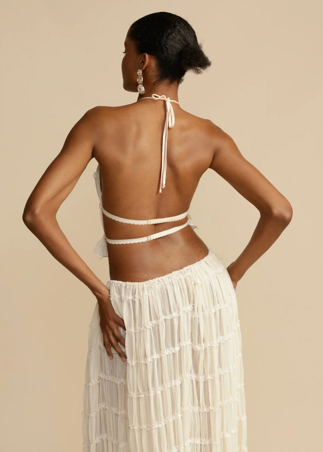 Levoire | Top Chiffon Dos Ouvert Ensemble Combiné Vêtements D'Été Pour Femmes