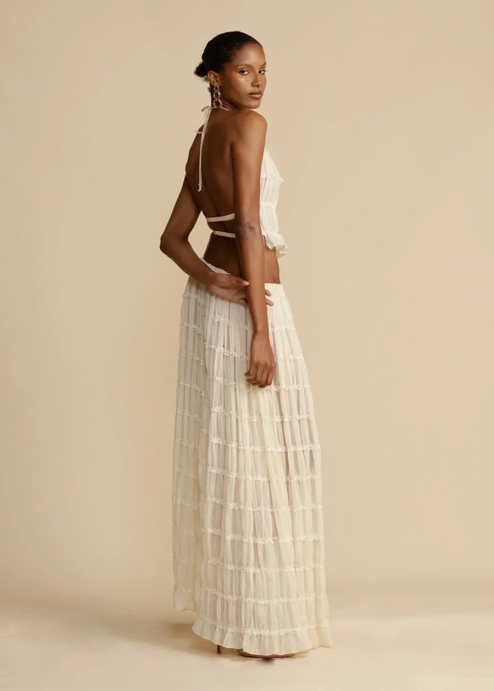 Levoire | Top Chiffon Dos Ouvert Ensemble Combiné Vêtements D'Été Pour Femmes