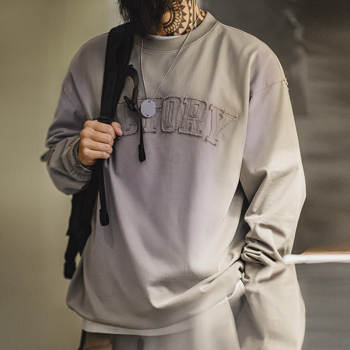 Levoire | Lettre Vintage Patch Couleur Dégradée Sweat À Capuche Gris