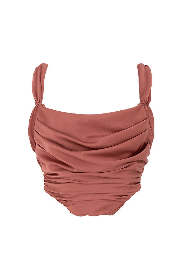 Levoire | Rose Velours Corset Drapé Avec Détails