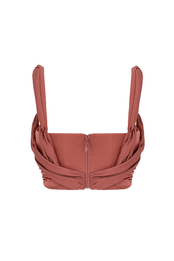 Levoire | Rose Velours Corset Drapé Avec Détails