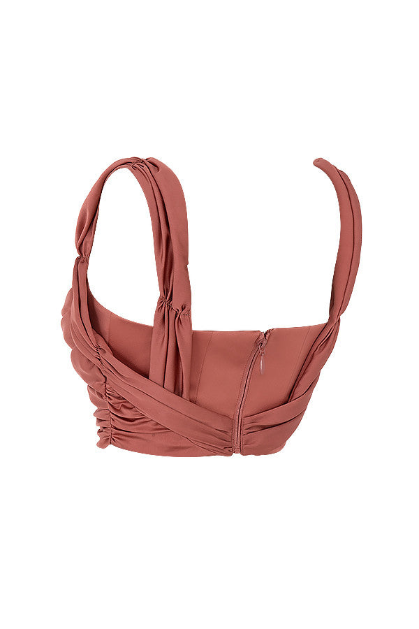 Levoire | Rose Velours Corset Drapé Avec Détails