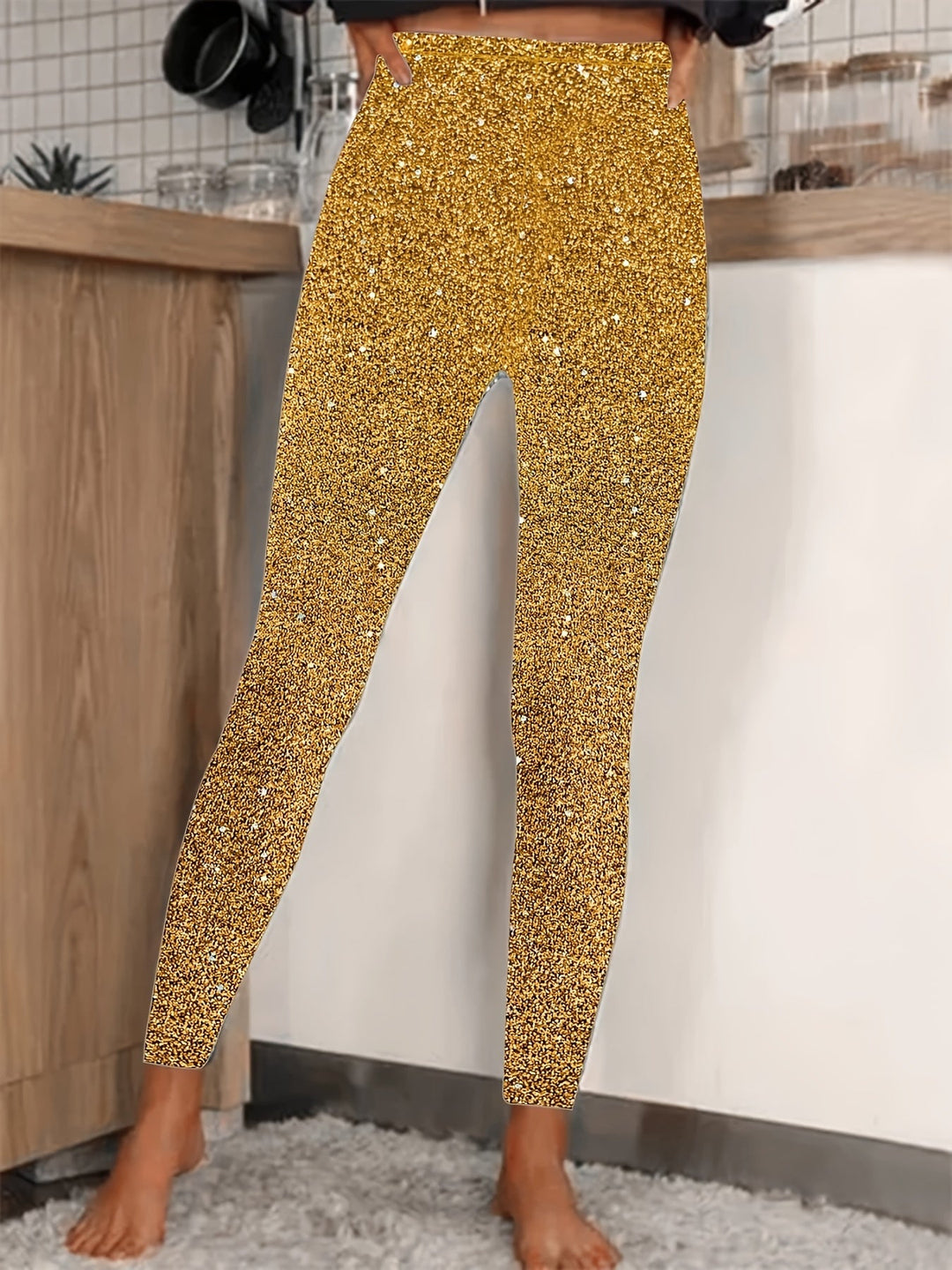 Levoire | Leggings Paillettes Haute Taille Brillantes & Confortables Or