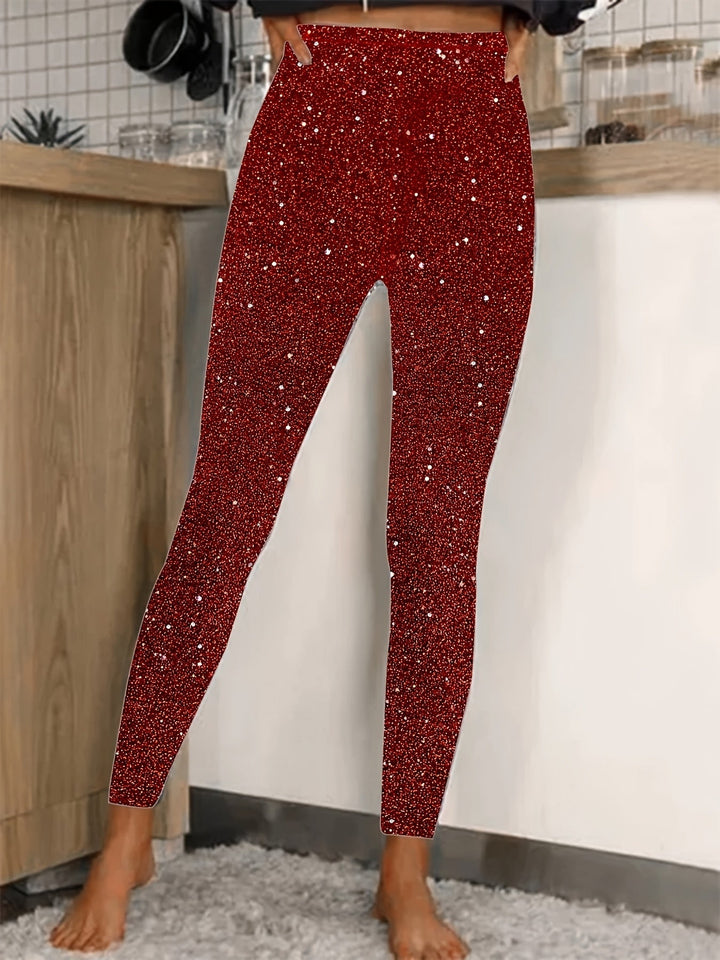 Levoire | Leggings Paillettes Haute Taille Brillantes & Confortables Rot