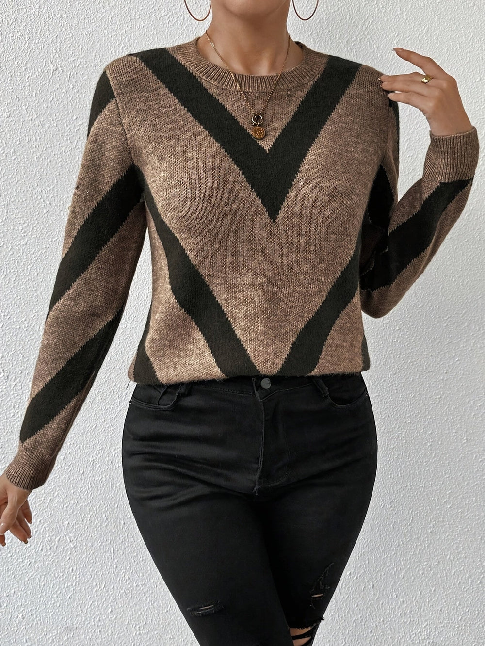 Levoire | Veste En Tricot Géométrique Élégante À Manches Longues