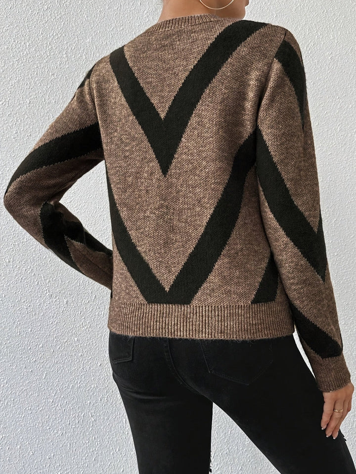 Levoire | Veste En Tricot Géométrique Élégante À Manches Longues