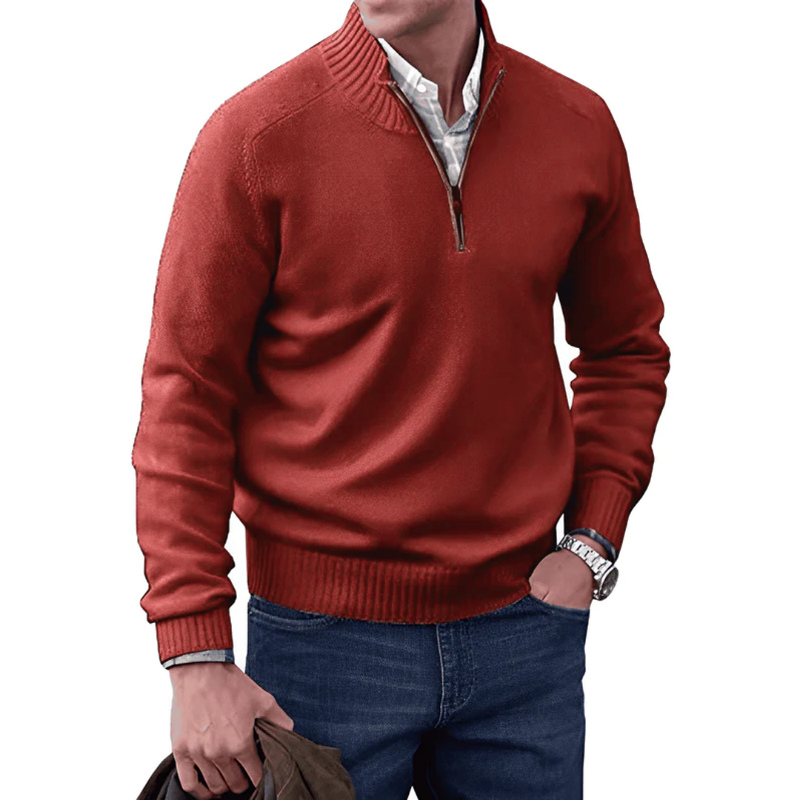 Levoire | Pull En Cachemire Avec Zip Rouge