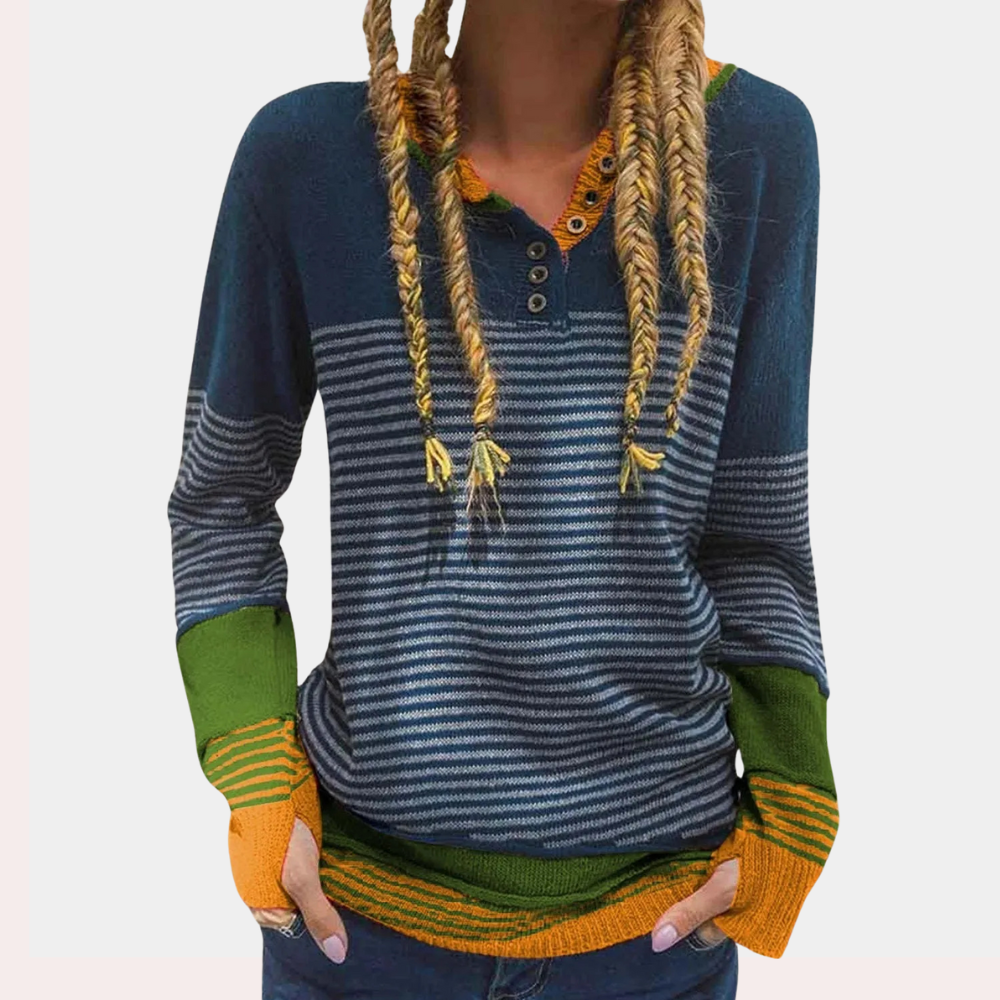 Levoire | Pull Rayé Confortable Pour Femmes Bleu marine