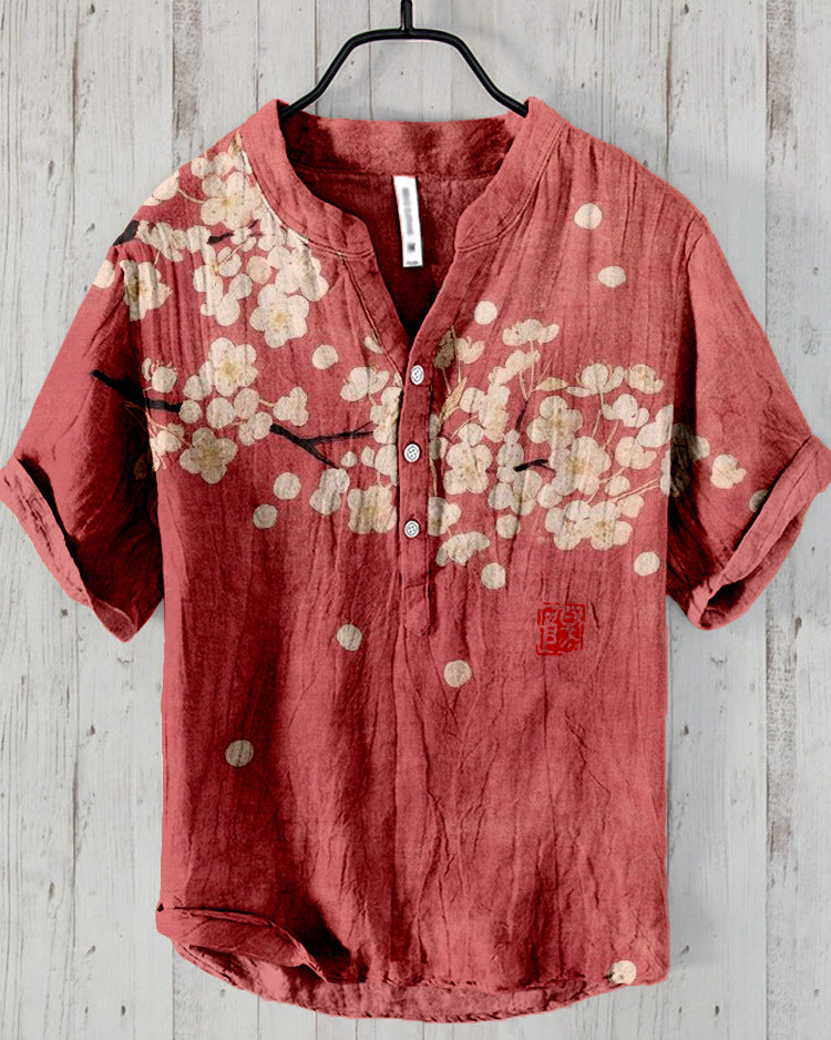 Levoire | Chemise Japonaise En Lin Mélangé Fleur de cerisier 2