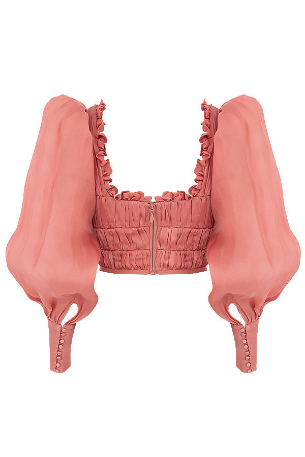 Levoire | Corset En Organza Rouge Avec Voile En Fibre Synthétique