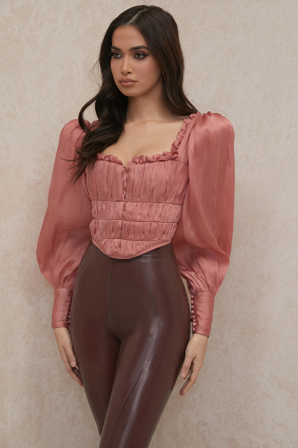 Levoire | Corset En Organza Rouge Avec Voile En Fibre Synthétique