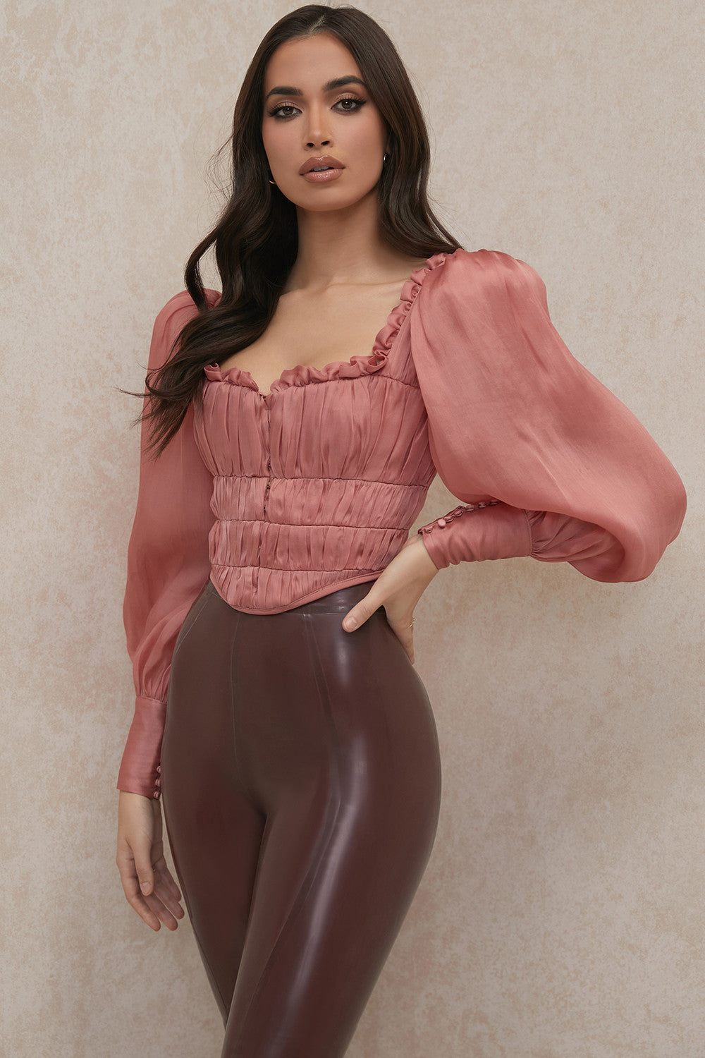 Levoire | Corset En Organza Rouge Avec Voile En Fibre Synthétique