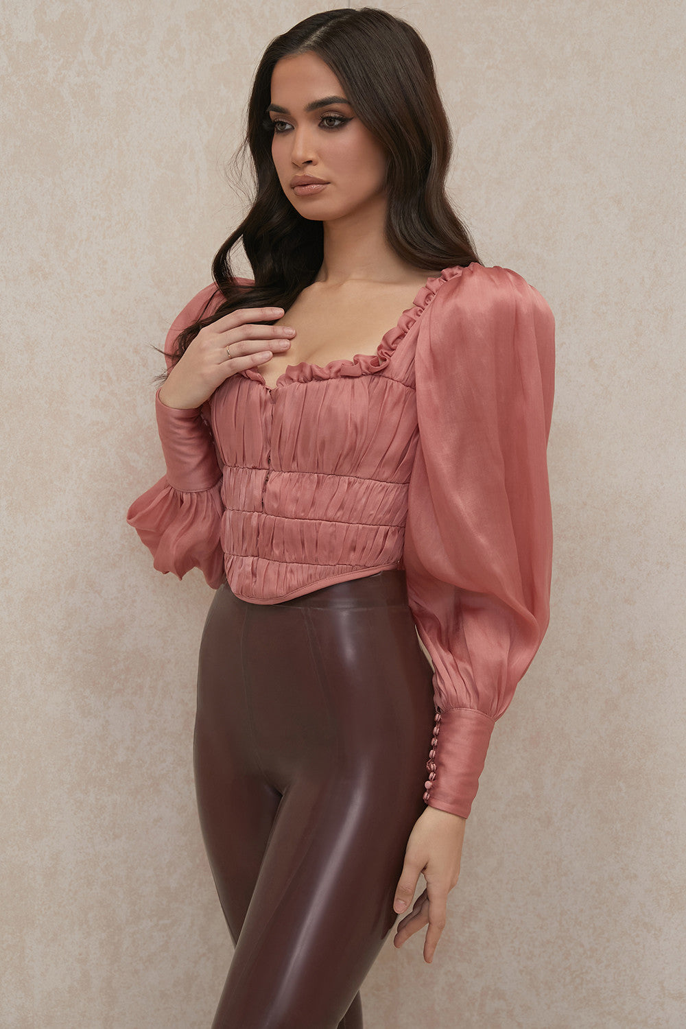 Levoire | Corset En Organza Rouge Avec Voile En Fibre Synthétique