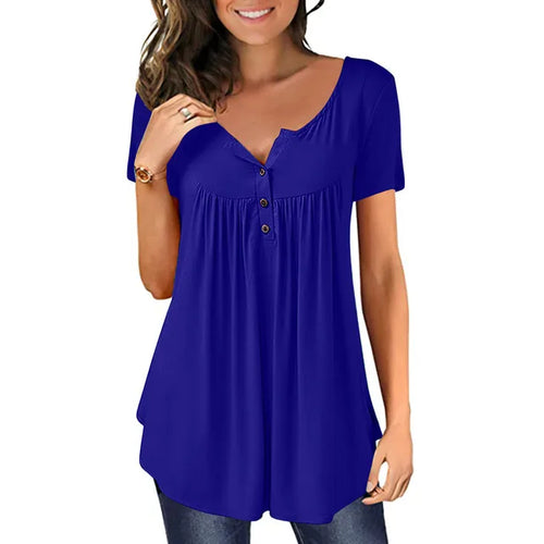 Levoire | Blouse Trendy Bleu Roi Avec Détails Boutonnés
