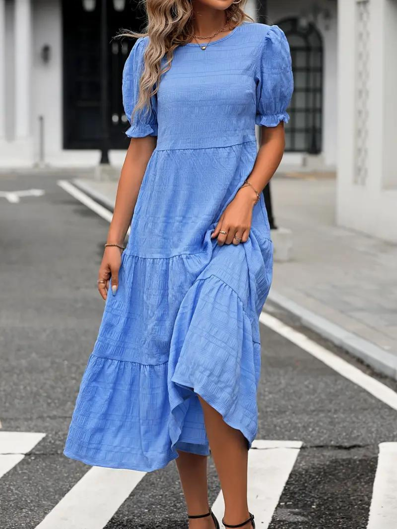 Levoire | Robe, Manches Bouffantes, Raffiné, Robe Midi, Robe D'Été Ciel bleu