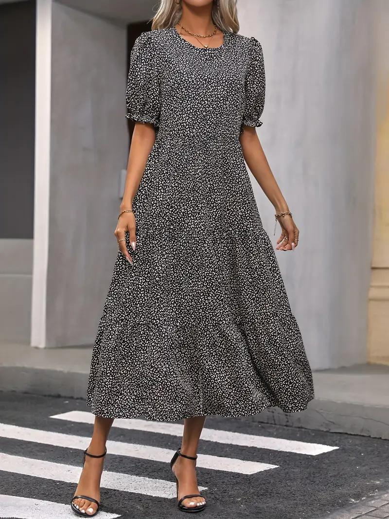 Levoire | Robe, Manches Bouffantes, Raffiné, Robe Midi, Robe D'Été Noir