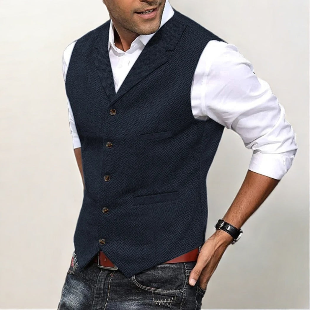 Levoire | Gilet Classique Pour Hommes Bleu marine