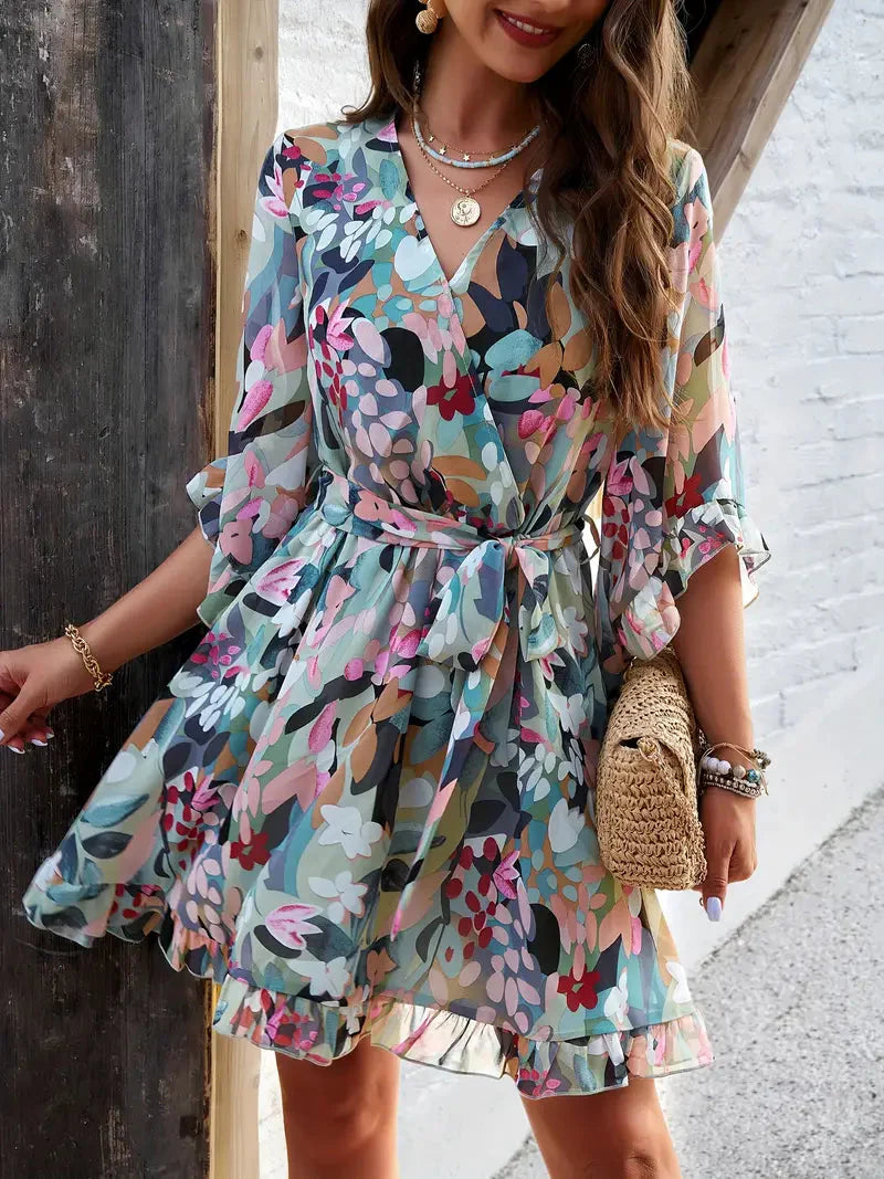 Levoire | Robe À Volants, Fleurie, Manches Courtes, Robe D'Été, Robes De Soleil