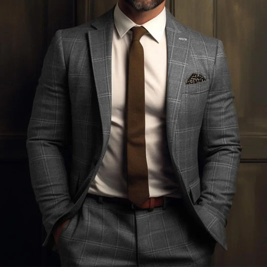 Levoire | Blazer Formel Pour Hommes À Motif Écossais Gris foncé