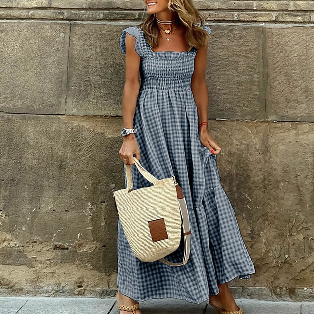 Levoire | Robe À Manches Longues À Carreaux Avec Poches Noir