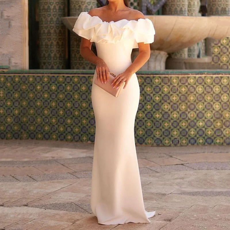 Levoire | Épaules Dégagées Robes Maxis Rentrées Dégagées Blanc