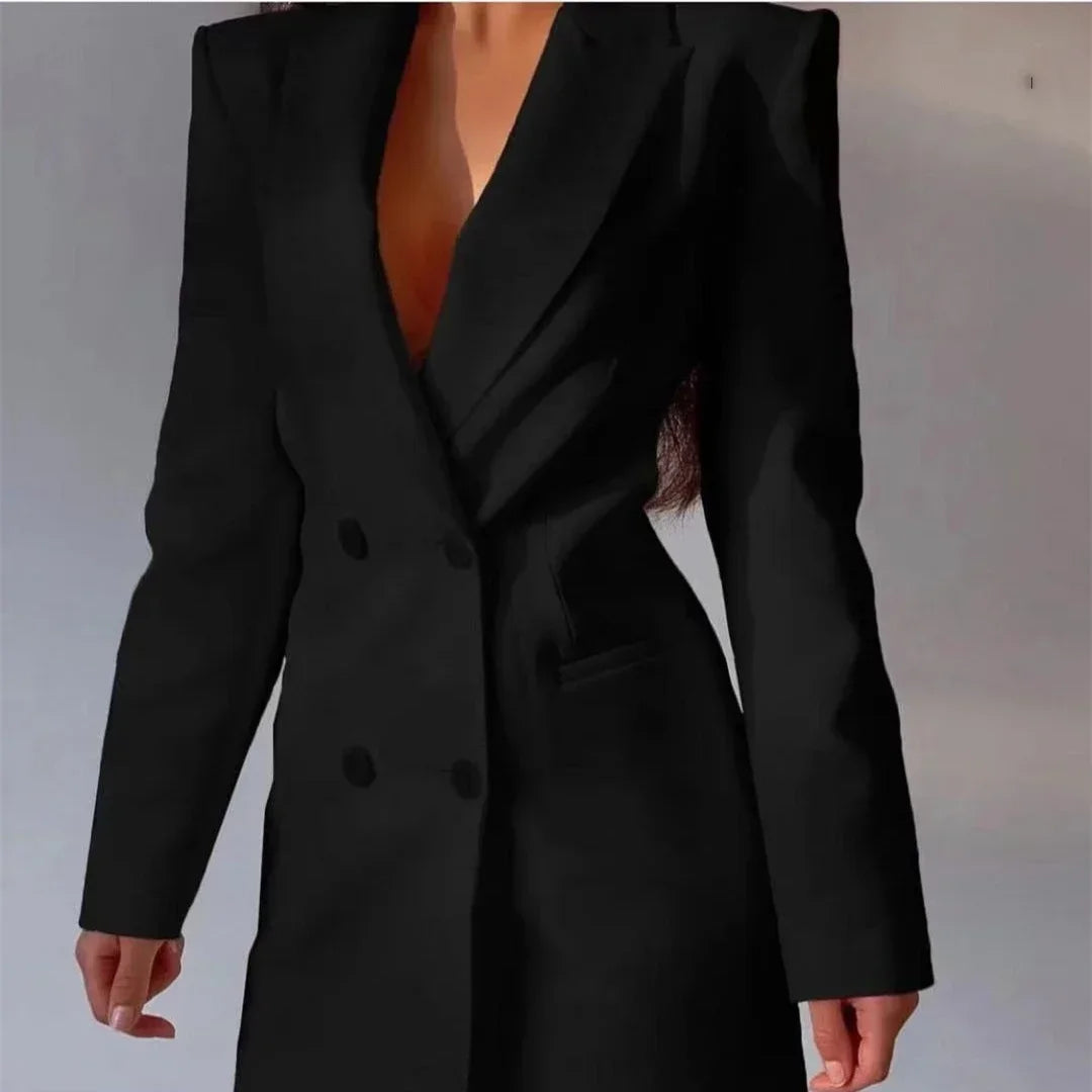 Levoire | Blazer Élégant Uni À Double Boutonnage