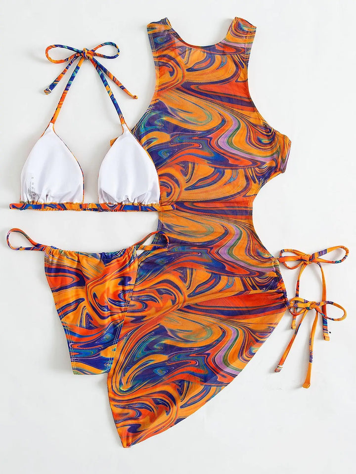 Levoire | Bikini Avec Ensemble De Robe De Plage Orange