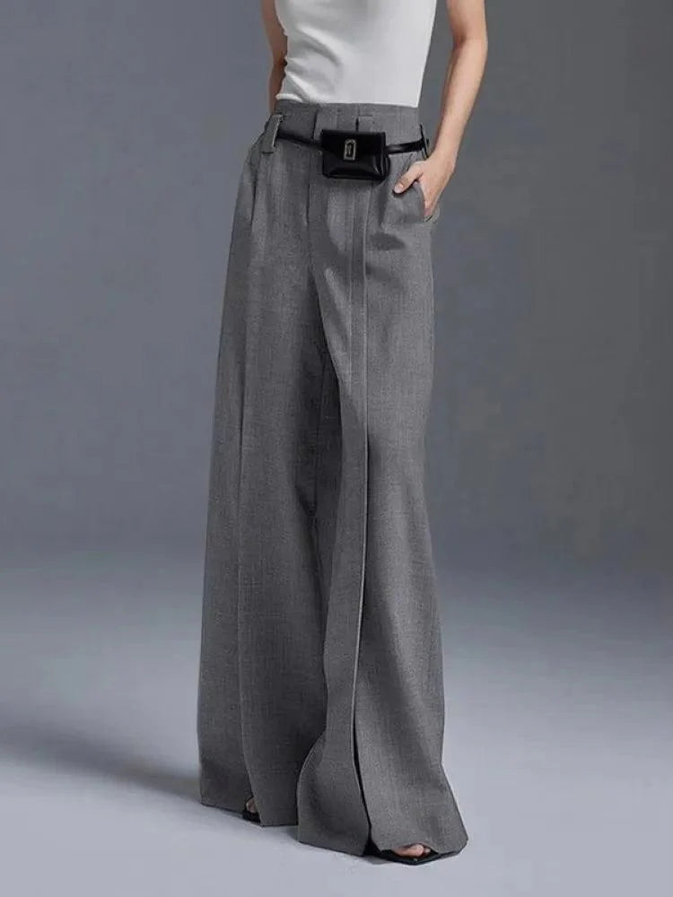 Levoire | Pantalon À Taille Haute Femmes Avec Plis Et Fente Avant