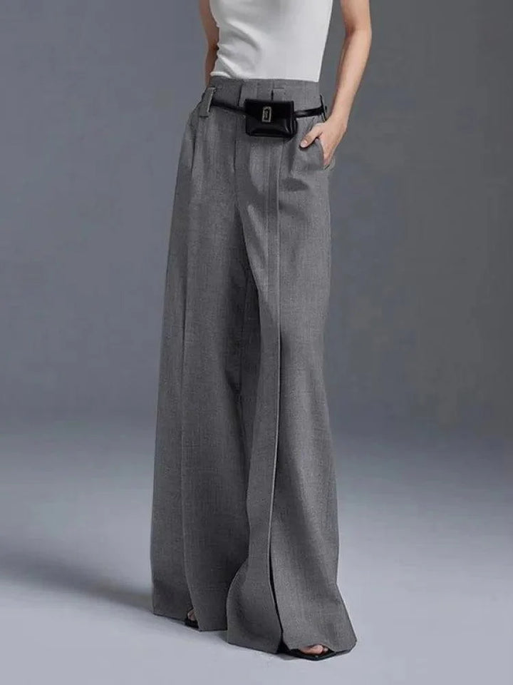 Levoire | Pantalon À Taille Haute Femmes Avec Plis Et Fente Avant