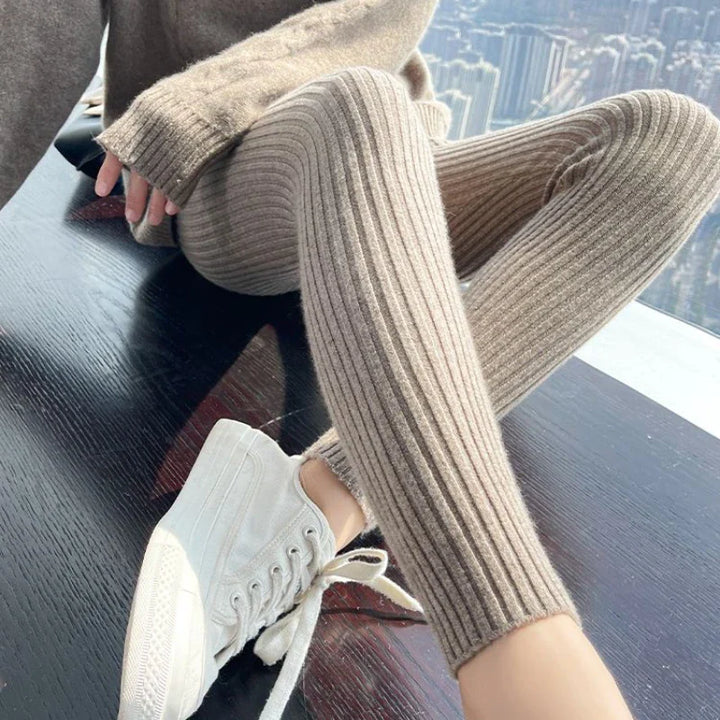 Levoire | Leggings Côtelées Taille Haute Beige