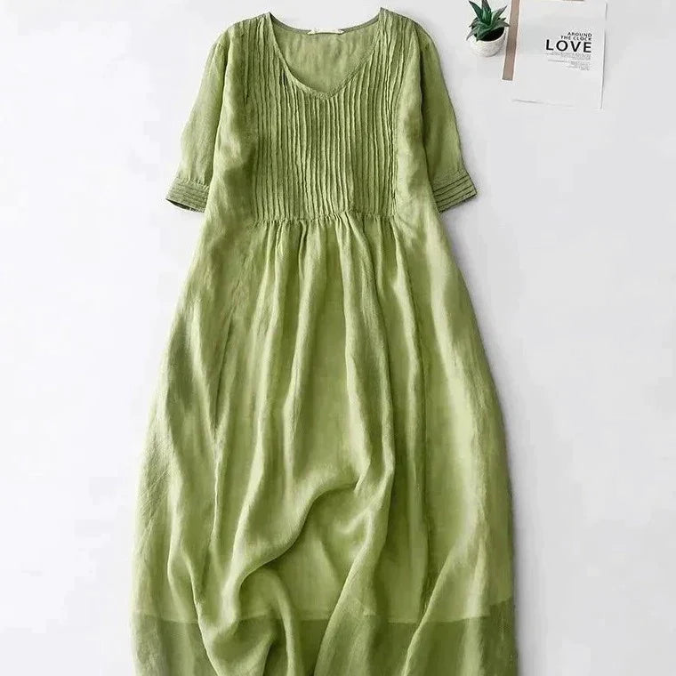 Levoire | Robe Plissée À Motif Floral Vert