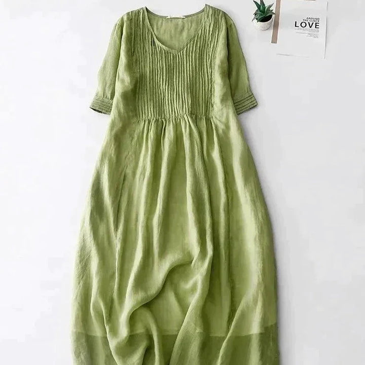 Levoire | Robe Plissée À Motif Floral Vert