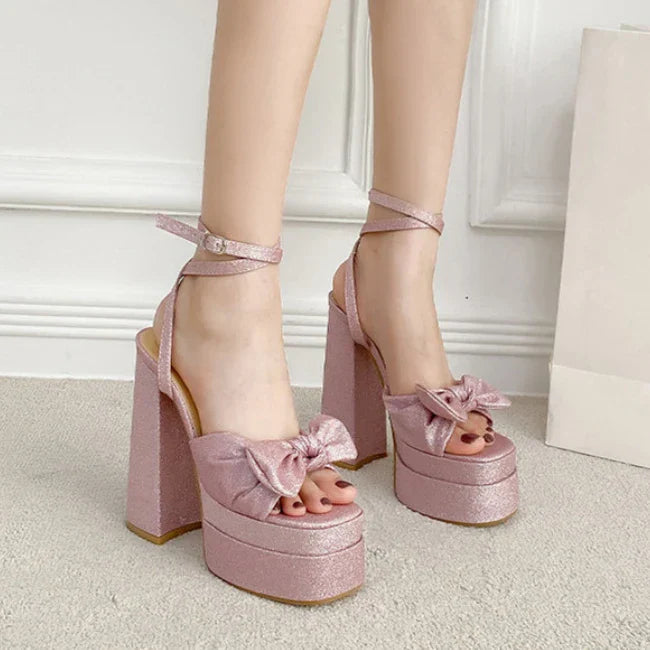 Levoire | Strass Plateforme Arc Talons Hauts Rosa