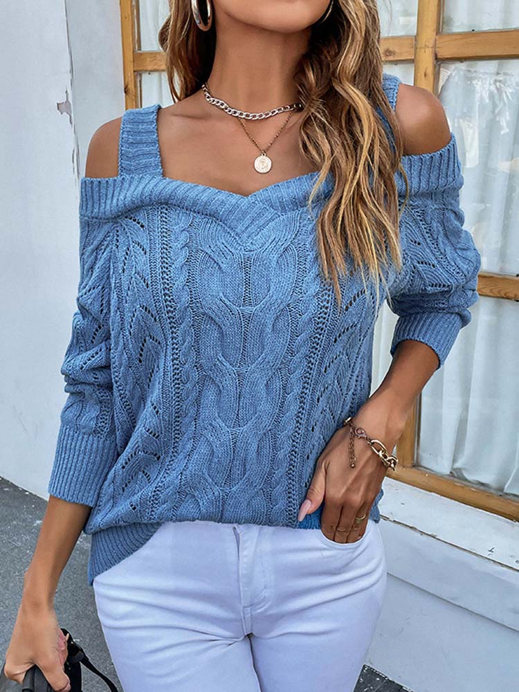 Levoire | Sweatshirt Bleu Avec Épaules Dénudées