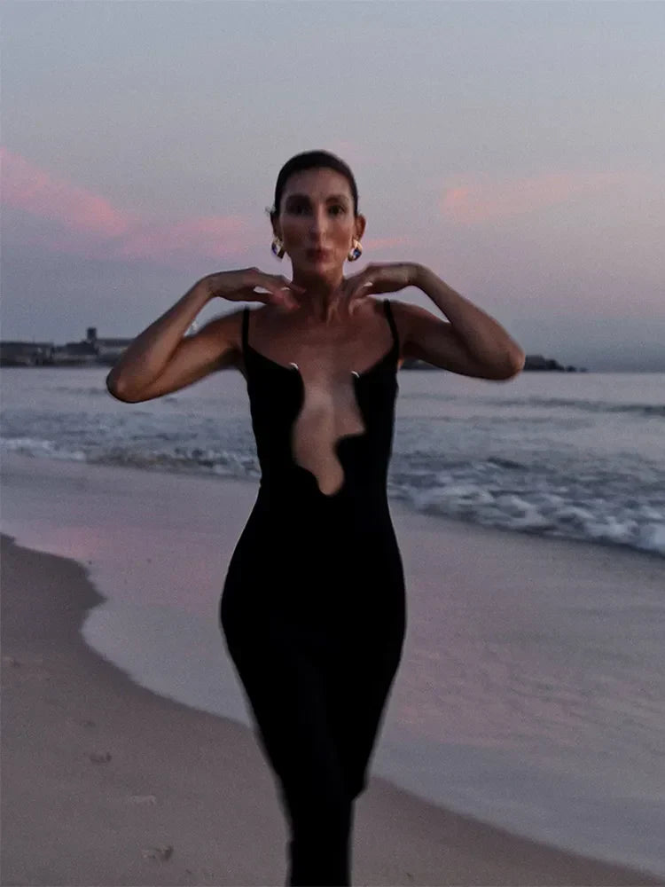 Levoire | Ouvert Robe Maxi À Col V Sans Manches