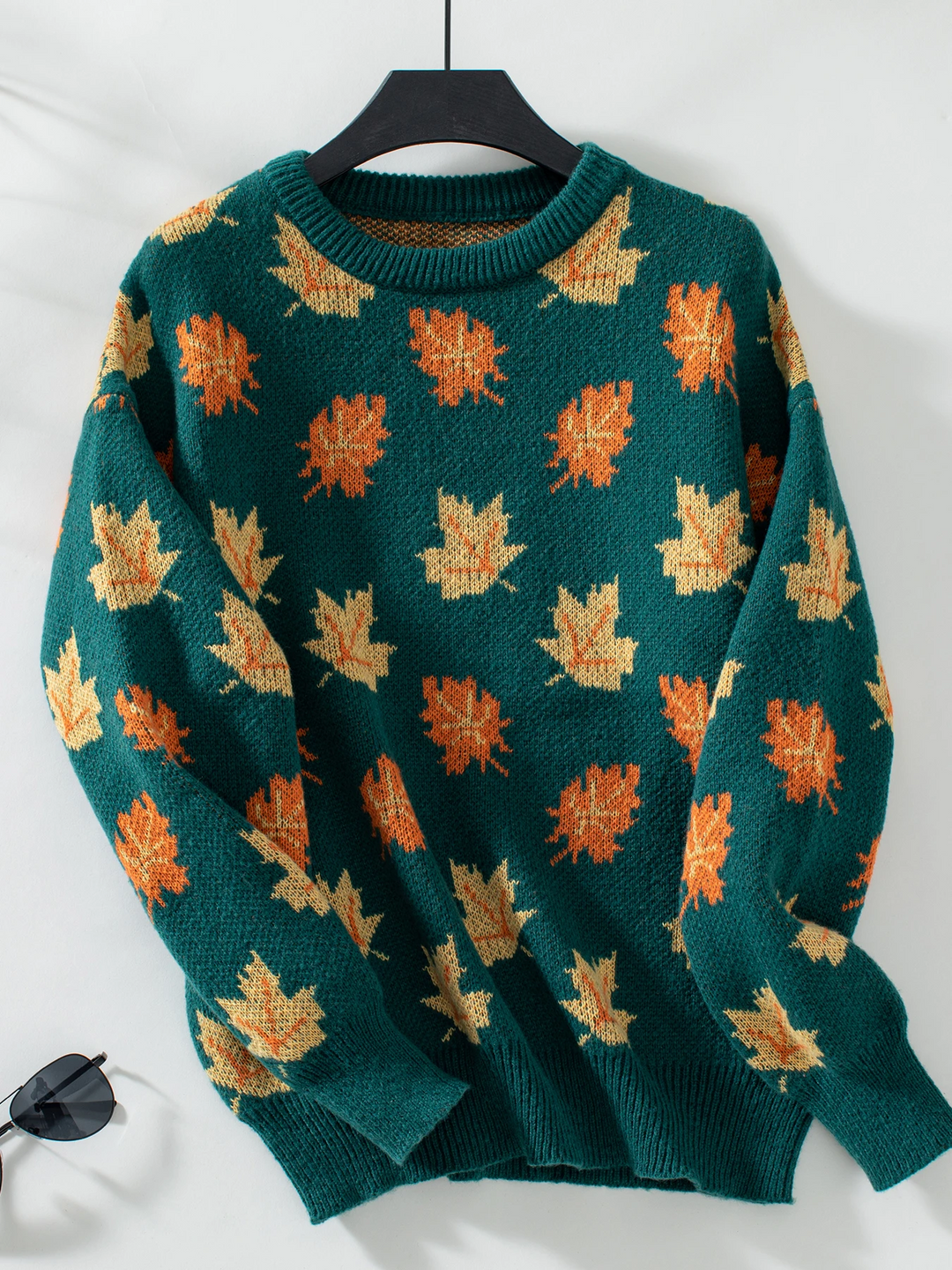 Levoire | Pull En Jacquard De Feuille D'Érable D'Automne Vert