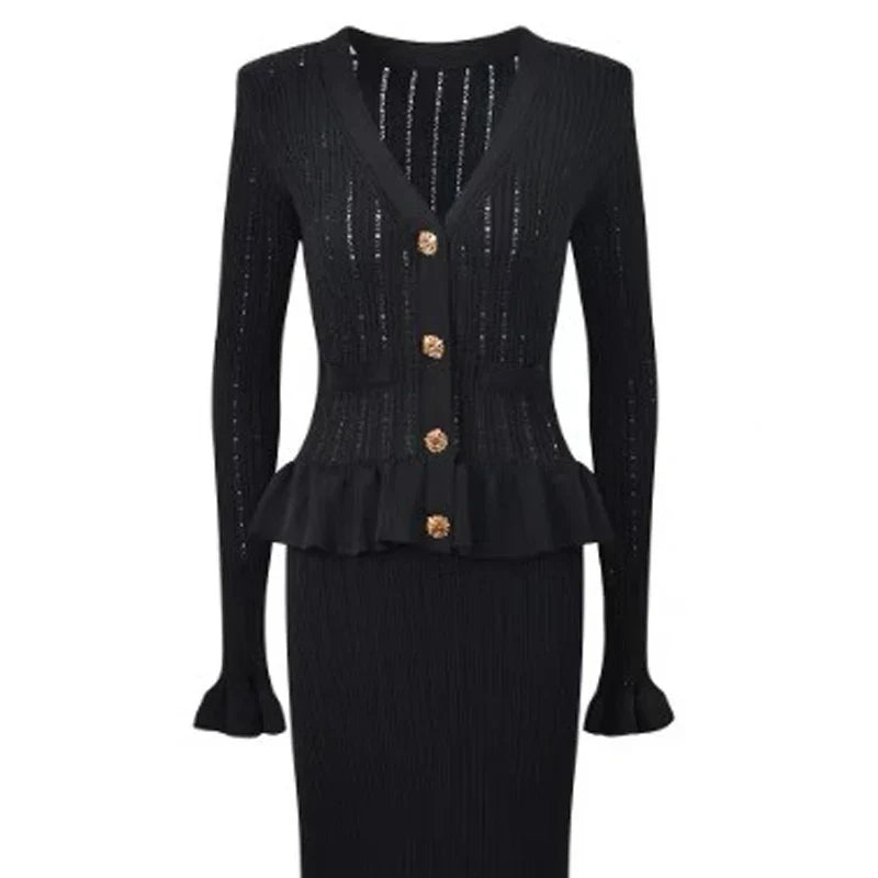 Levoire | Robe Longue En Tricot À Col En V Noir Taille unique