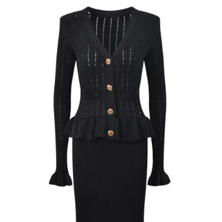 Levoire | Robe Longue En Tricot À Col En V Noir Taille unique