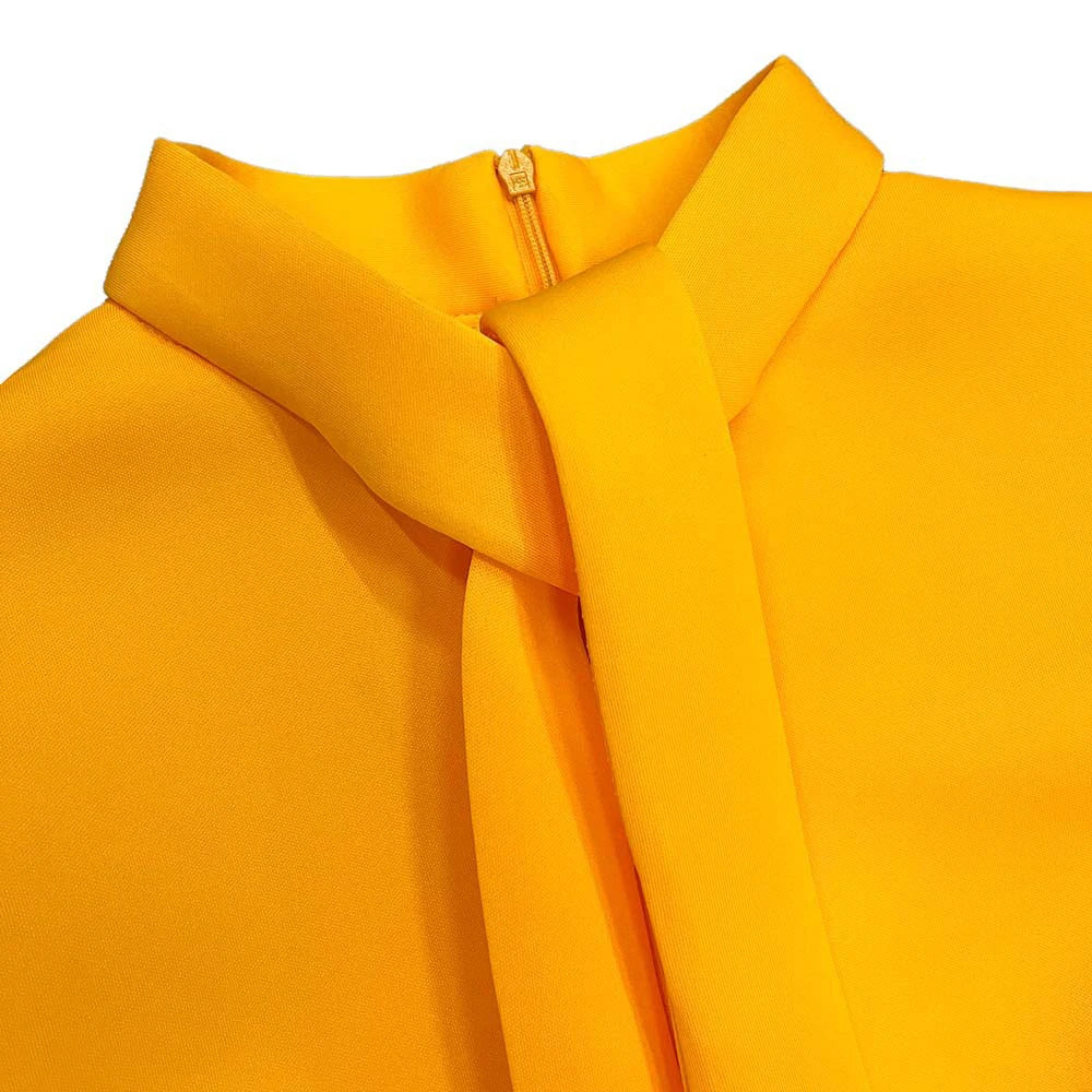 Levoire | Col Côté Bouffant Manches Courtes Robes Longues