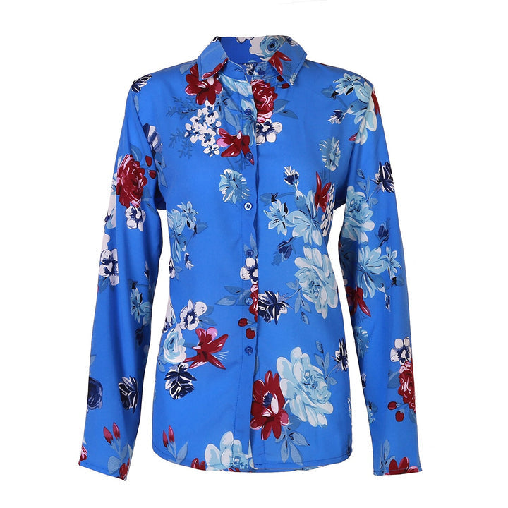 Levoire | Chemise À Fleurs À Manches Longues Avec Boutonnière Bleu foncé