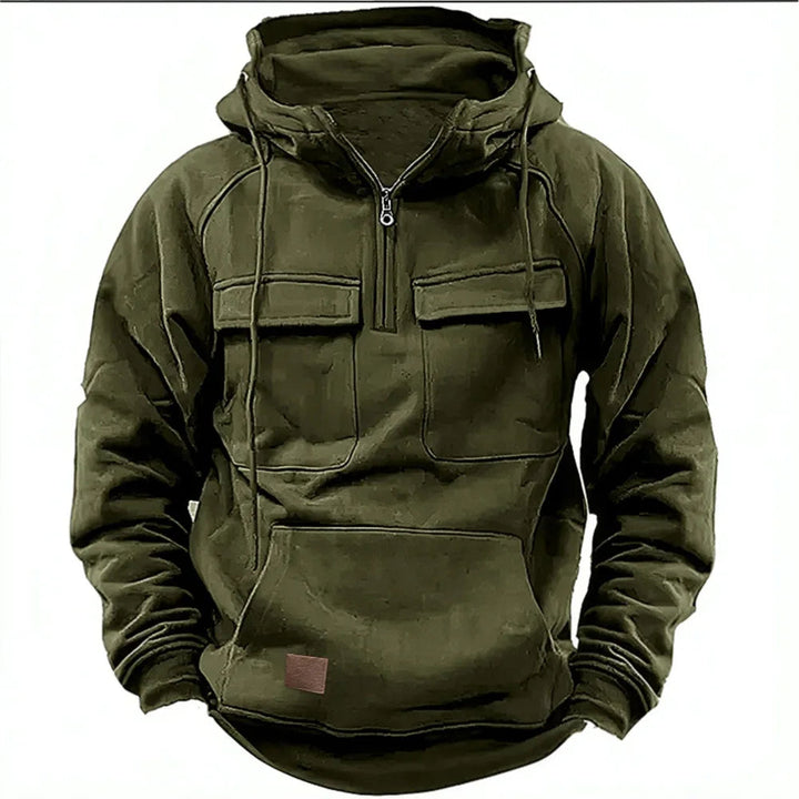 Levoire | Sweat à Capuche à Manches Longues et Poches Zippées Vert