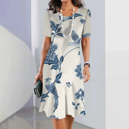 Levoire | Robe Élégante À Fleurs Imprimées Pour Femmes Feuille blanche